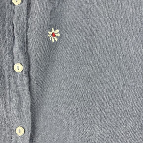 Sundry Gauzy Blue Daisy Flowers embroidered button down top size 1 Or Small - Picture 4 of 11